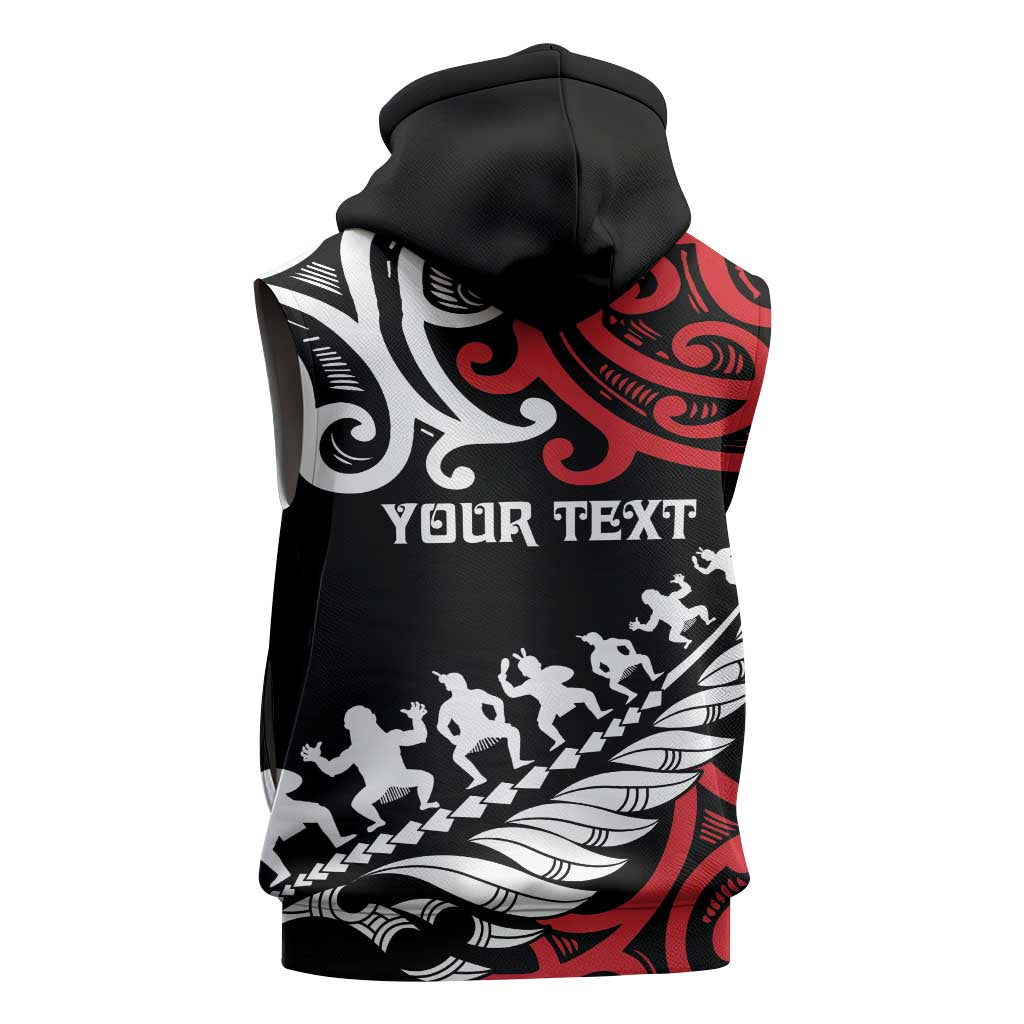Honour The Treaty New Zealand Personalised Sleeveless Hoodie Toitu Te Tiriti Half Fern Haka Dance - Aussie Hoodie