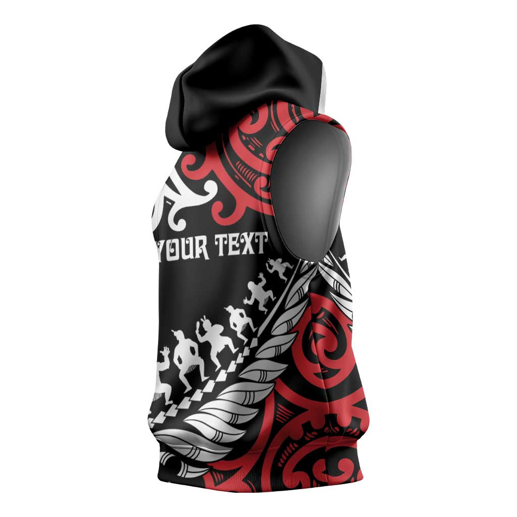 Honour The Treaty New Zealand Personalised Sleeveless Hoodie Toitu Te Tiriti Half Fern Haka Dance - Aussie Hoodie