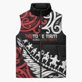 Honour The Treaty New Zealand Personalised Sleeveless Puffer Jacket Toitu Te Tiriti Half Fern Haka Dance - Aussie Hoodie