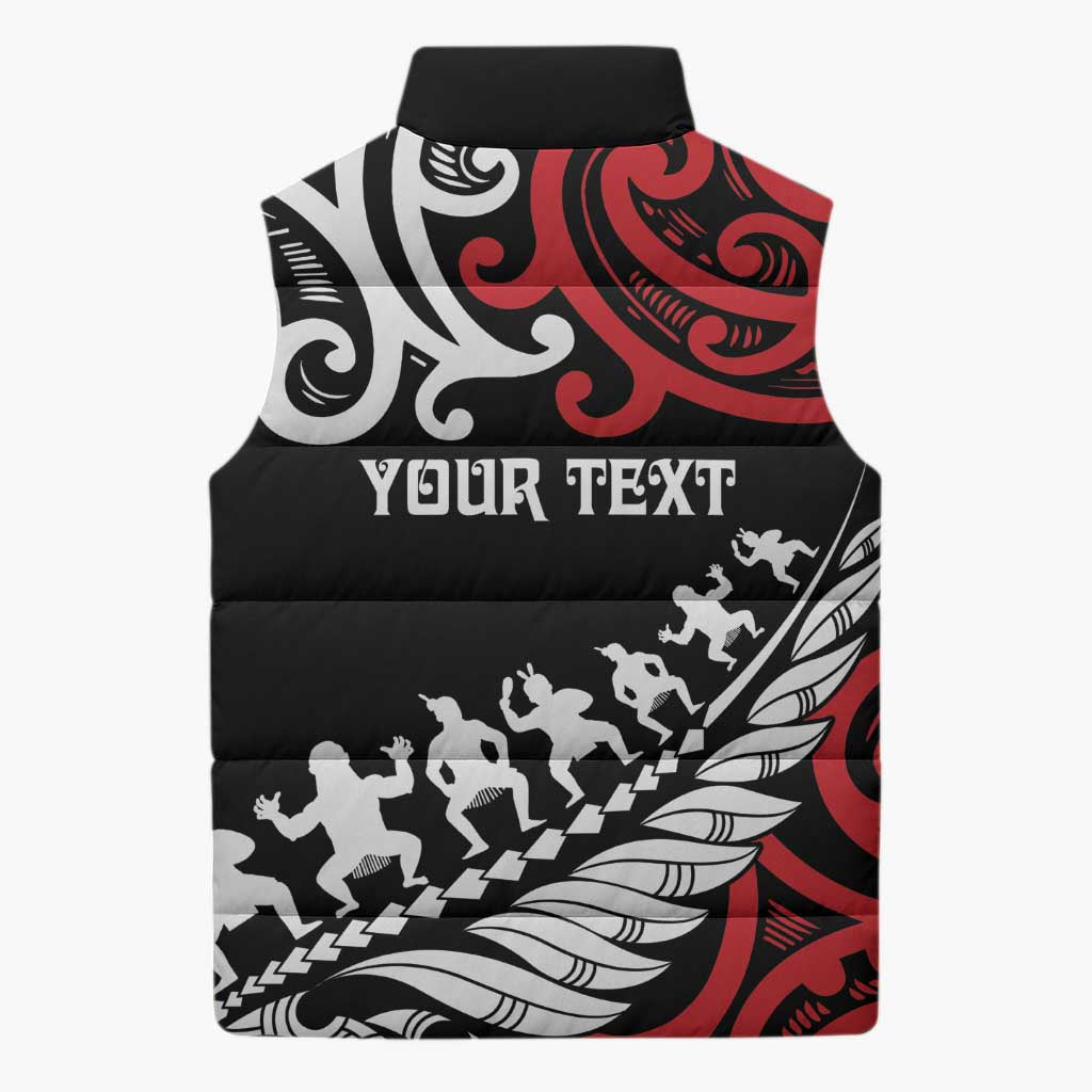 Honour The Treaty New Zealand Personalised Sleeveless Puffer Jacket Toitu Te Tiriti Half Fern Haka Dance - Aussie Hoodie
