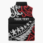 Honour The Treaty New Zealand Personalised Sleeveless Puffer Jacket Toitu Te Tiriti Half Fern Haka Dance - Aussie Hoodie