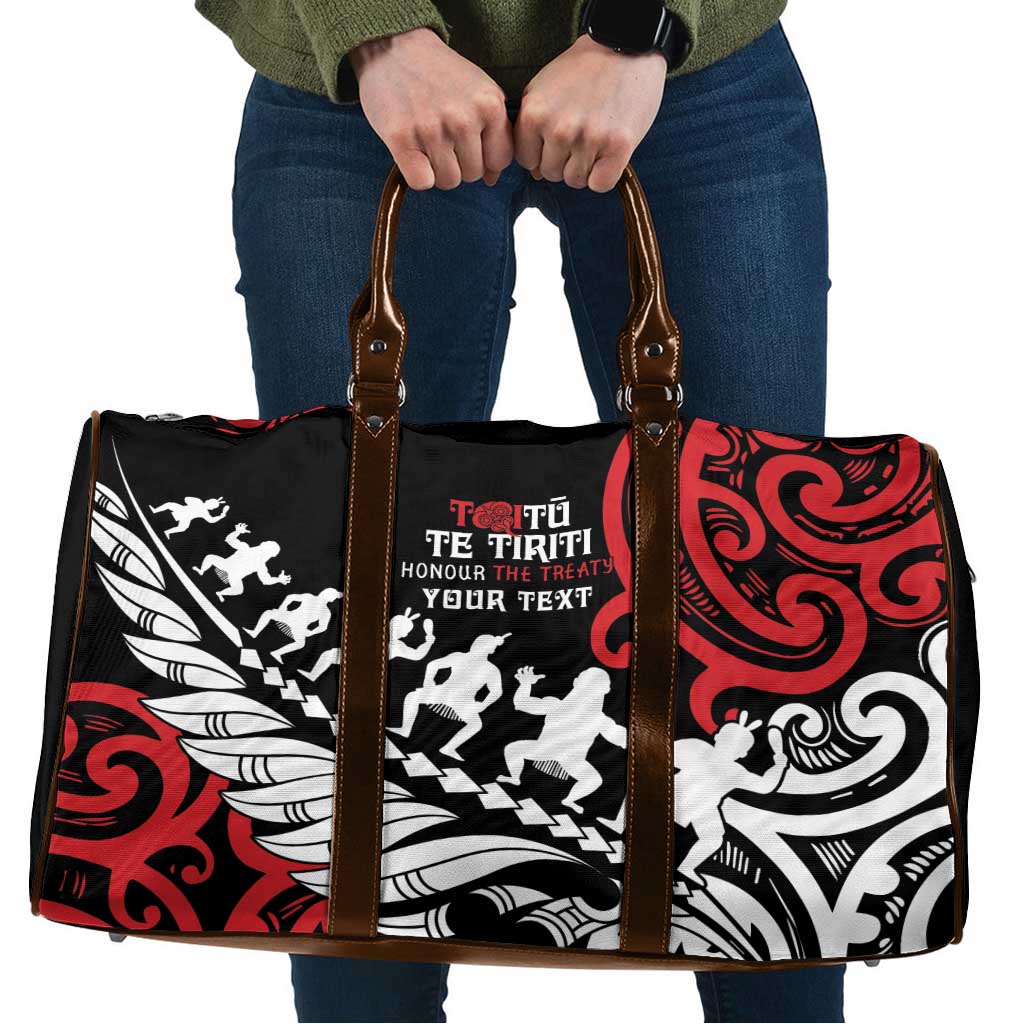 Honour The Treaty New Zealand Personalised Travel Bag Toitu Te Tiriti Half Fern Haka Dance - Aussie Hoodie