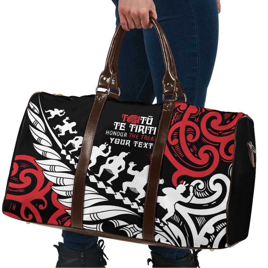 Honour The Treaty New Zealand Personalised Travel Bag Toitu Te Tiriti Half Fern Haka Dance - Aussie Hoodie