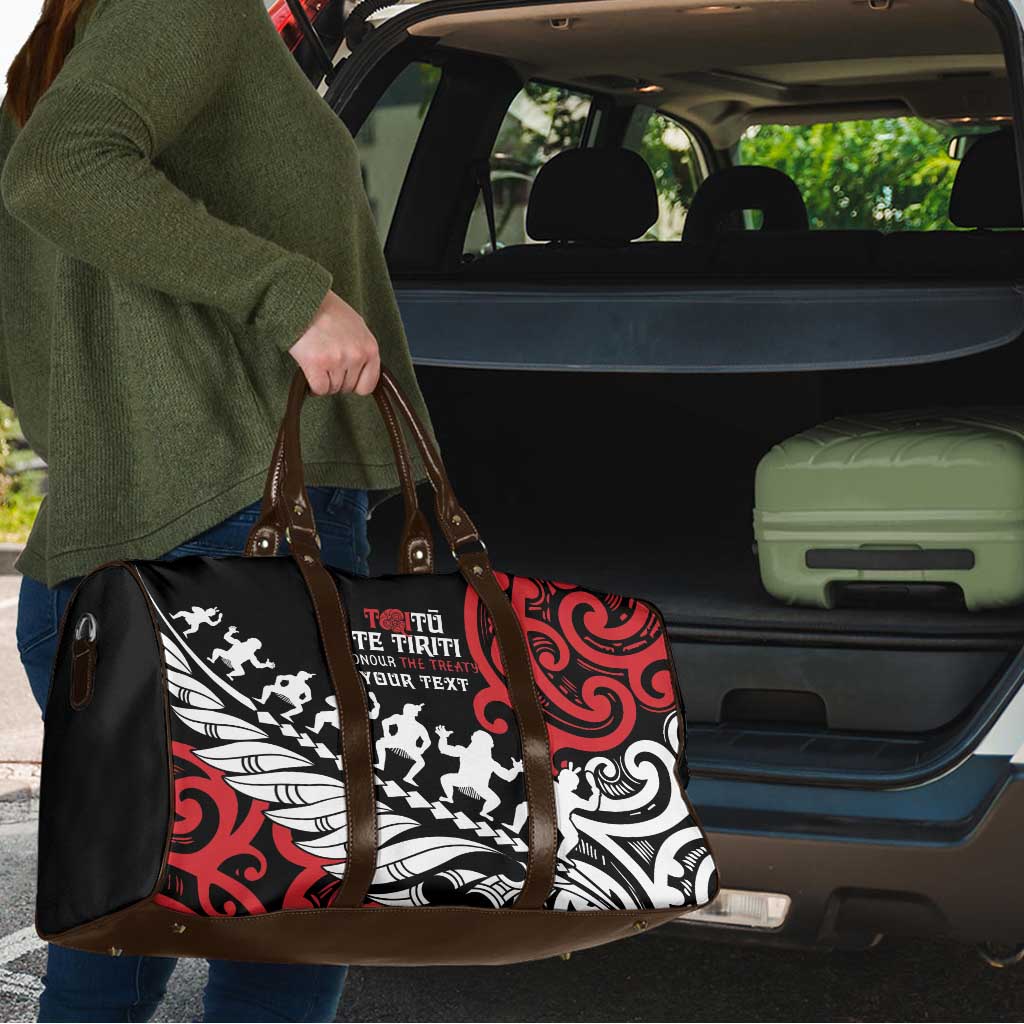 Honour The Treaty New Zealand Personalised Travel Bag Toitu Te Tiriti Half Fern Haka Dance - Aussie Hoodie