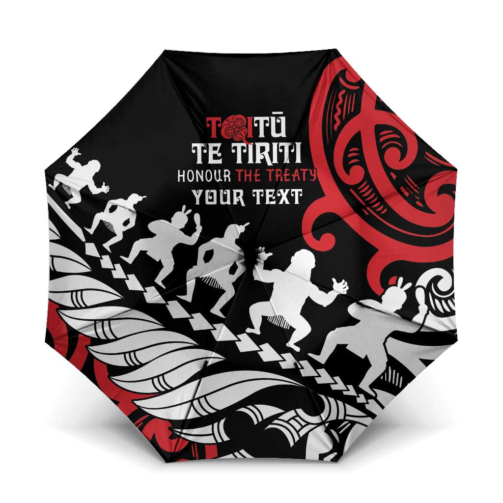 Honour The Treaty New Zealand Personalised Umbrella Toitu Te Tiriti Half Fern Haka Dance - Aussie Hoodie
