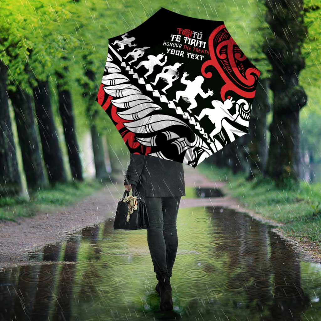 Honour The Treaty New Zealand Personalised Umbrella Toitu Te Tiriti Half Fern Haka Dance - Aussie Hoodie