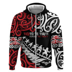 Honour The Treaty New Zealand Personalised Zip Hoodie Toitu Te Tiriti Half Fern with Haka dance