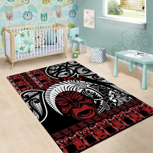 Honour The Treaty New Zealand Personalised Area Rug Toitu Te Tiriti Indigenous Maori Face