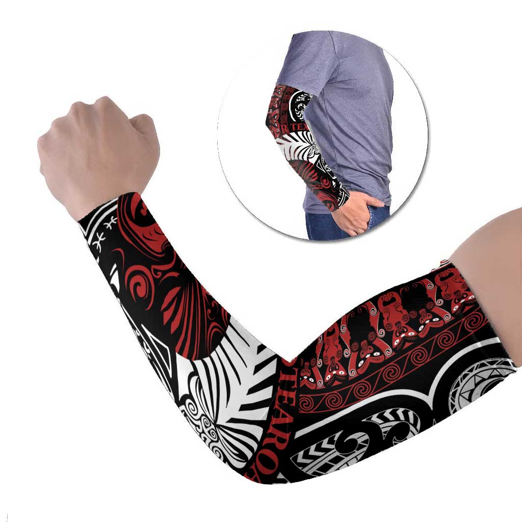 Honour The Treaty New Zealand Personalised Arm Sleeves Toitu Te Tiriti Indigenous Maori Face - Aussie Hoodie