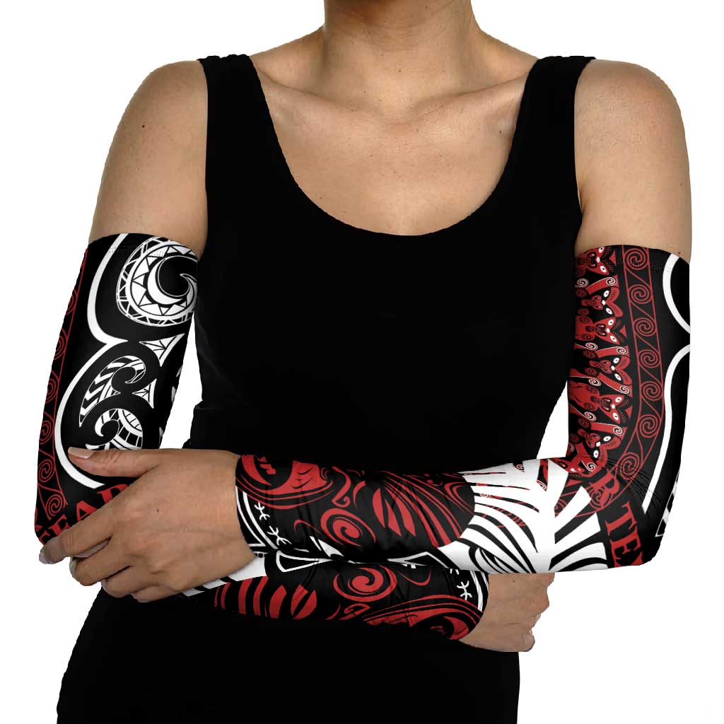 Honour The Treaty New Zealand Personalised Arm Sleeves Toitu Te Tiriti Indigenous Maori Face - Aussie Hoodie