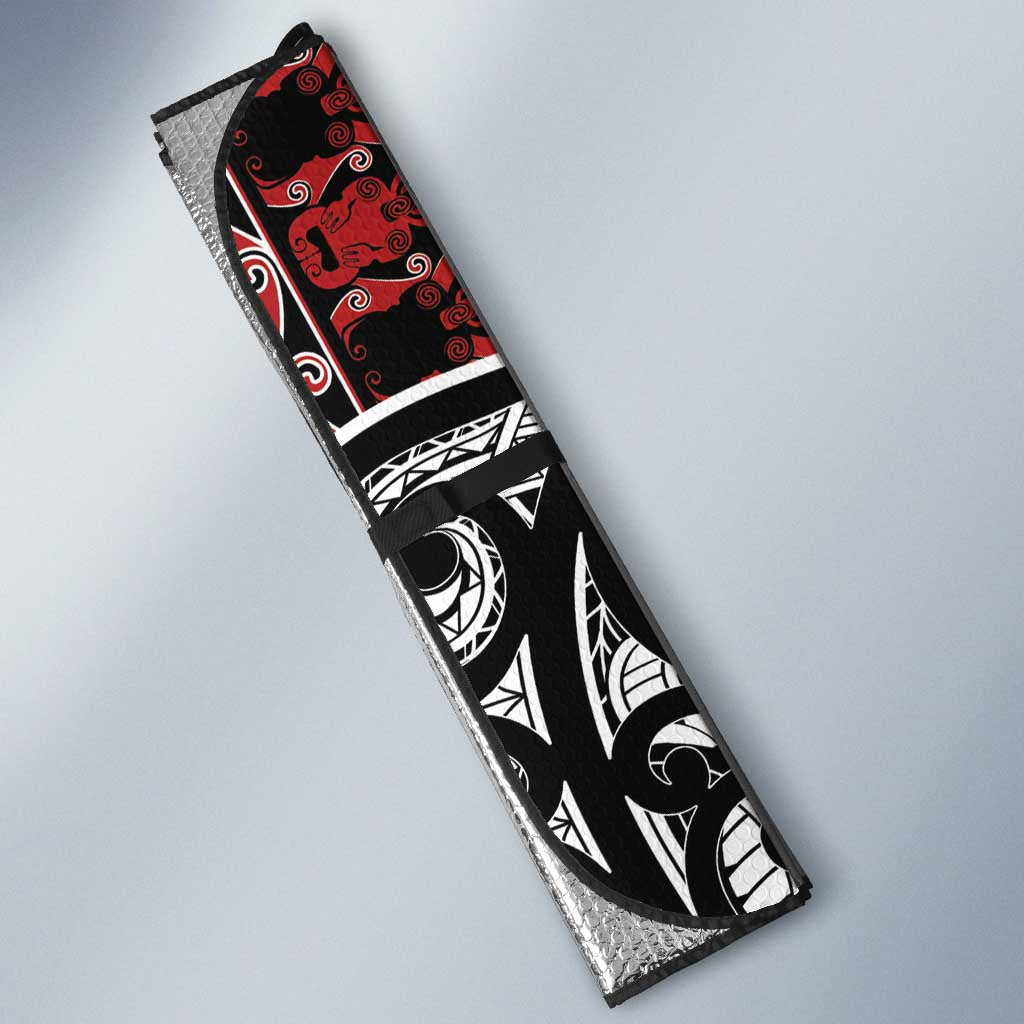 Honour The Treaty New Zealand Personalised Auto Sun Shade Toitu Te Tiriti Indigenous Maori Face - Aussie Hoodie
