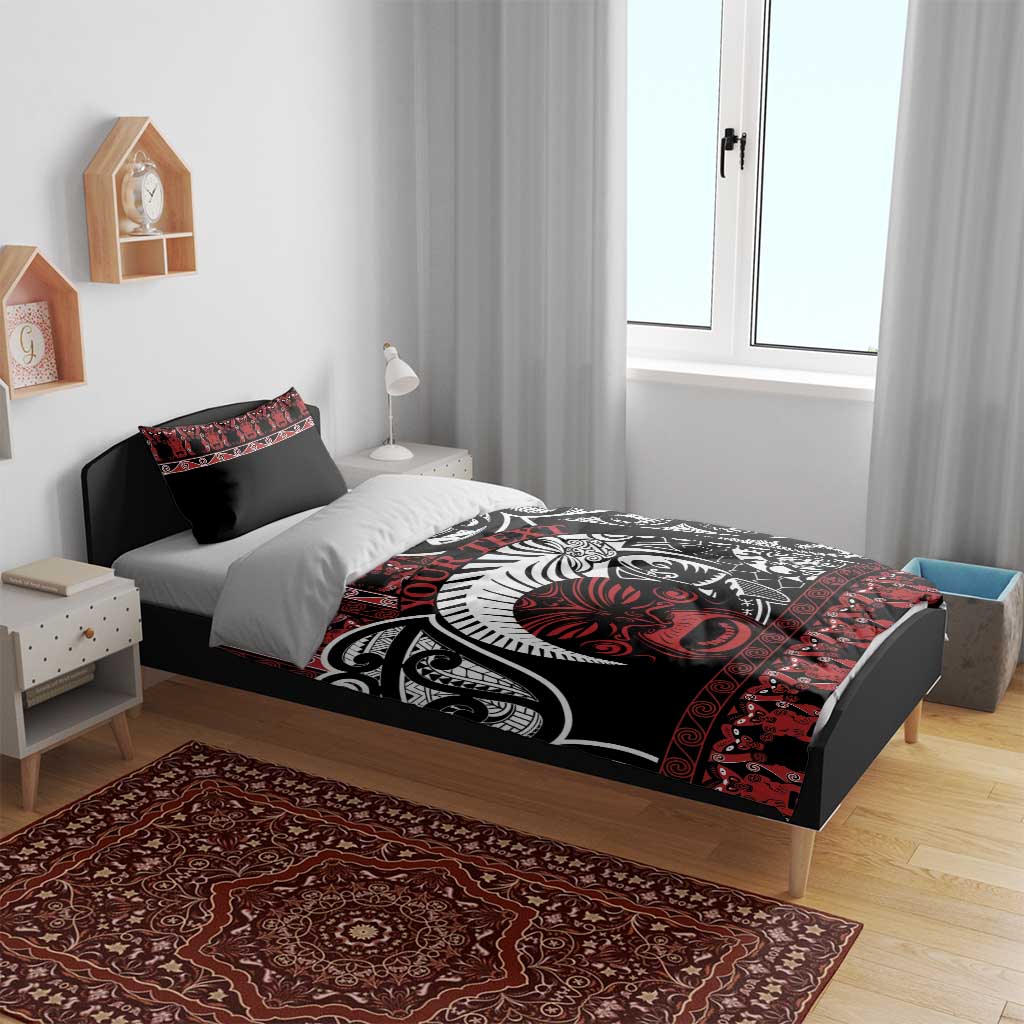 Honour The Treaty New Zealand Personalised Bedding Set Toitu Te Tiriti Indigenous Maori Face