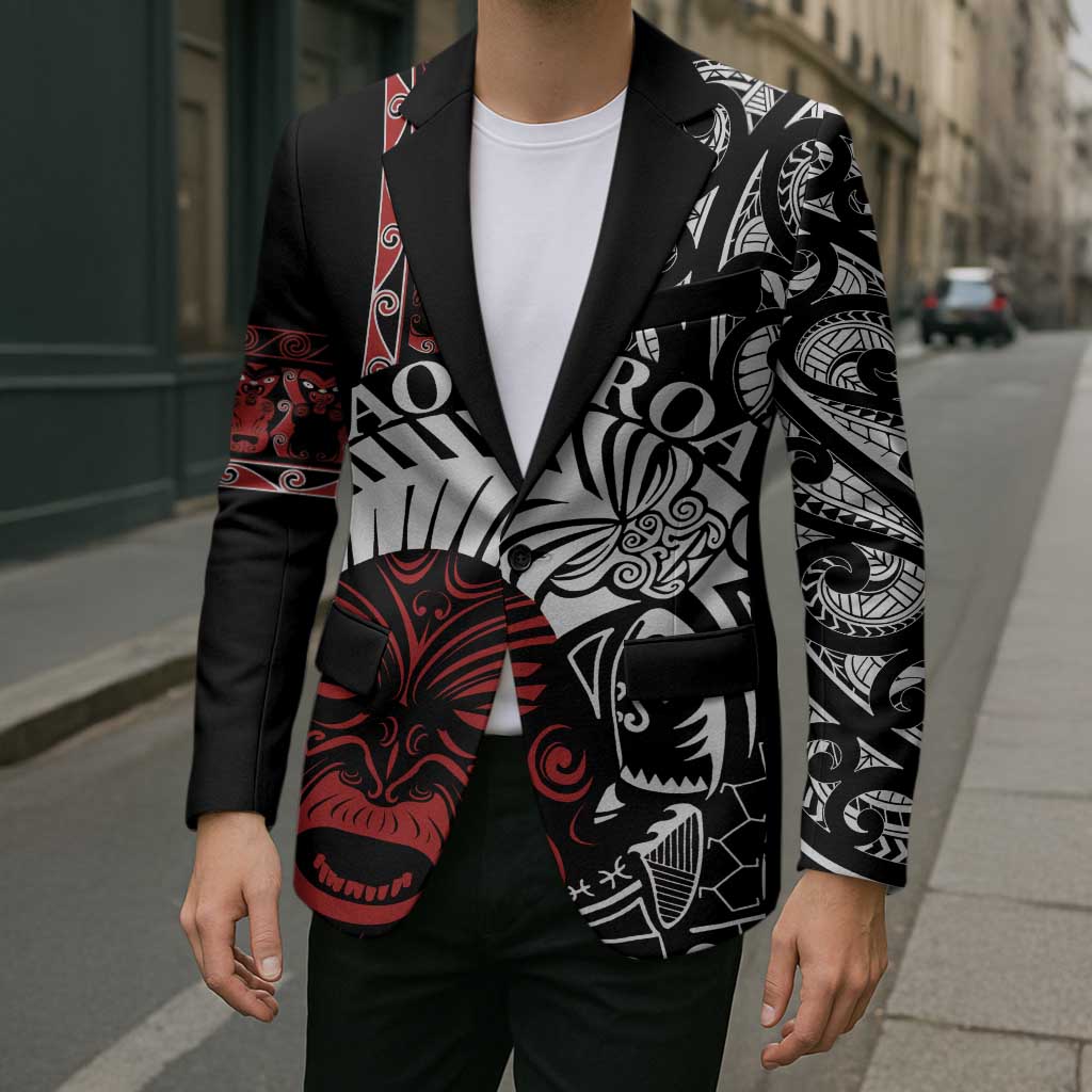 Honour The Treaty New Zealand Personalised Blazer Toitu Te Tiriti Indigenous Maori Face - Aussie Hoodie