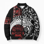 Honour The Treaty New Zealand Personalised Bomber Puffer Jacket Toitu Te Tiriti Indigenous Maori Face - Aussie Hoodie
