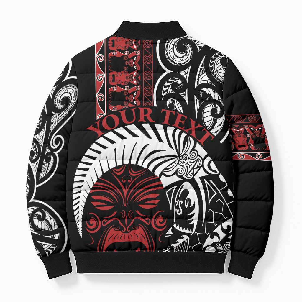 Honour The Treaty New Zealand Personalised Bomber Puffer Jacket Toitu Te Tiriti Indigenous Maori Face - Aussie Hoodie