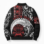 Honour The Treaty New Zealand Personalised Bomber Puffer Jacket Toitu Te Tiriti Indigenous Maori Face - Aussie Hoodie