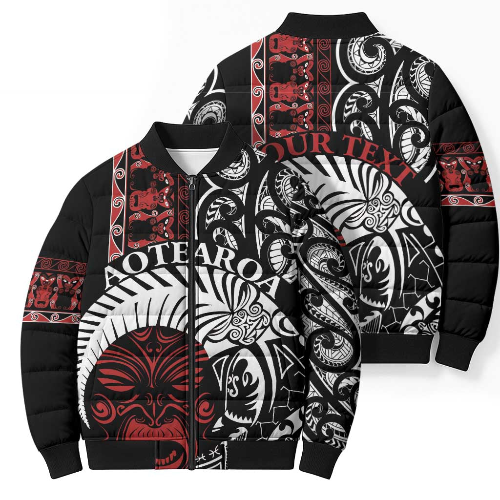 Honour The Treaty New Zealand Personalised Bomber Puffer Jacket Toitu Te Tiriti Indigenous Maori Face - Aussie Hoodie