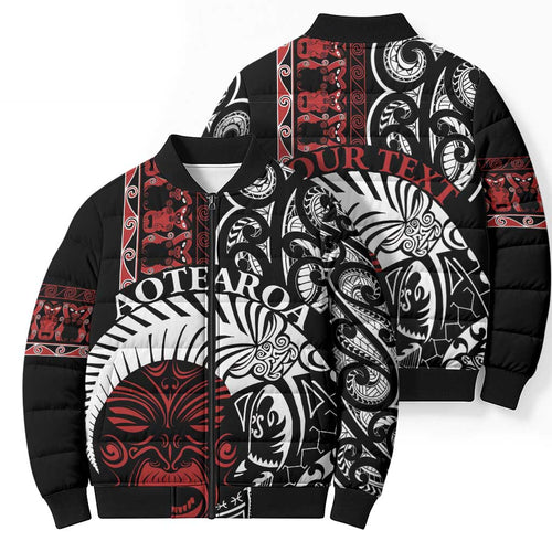 Honour The Treaty New Zealand Personalised Bomber Puffer Jacket Toitu Te Tiriti Indigenous Maori Face - Aussie Hoodie