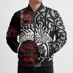 Honour The Treaty New Zealand Personalised Bomber Puffer Jacket Toitu Te Tiriti Indigenous Maori Face - Aussie Hoodie