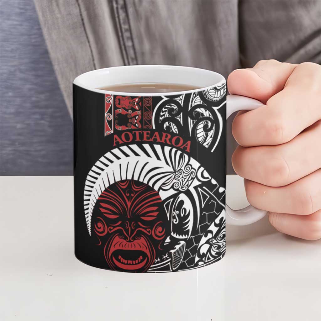 Honour The Treaty New Zealand Personalised Ceramic Mug Toitu Te Tiriti Indigenous Maori Face - Aussie Hoodie