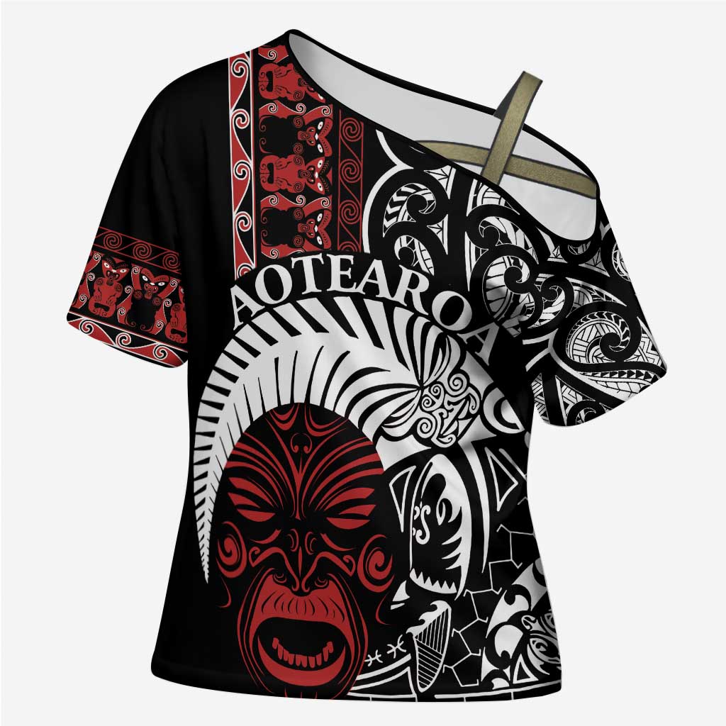 Honour The Treaty New Zealand Personalised Cross Shoulder Shirt Toitu Te Tiriti Indigenous Maori Face - Aussie Hoodie