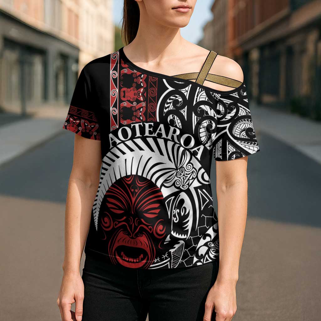 Honour The Treaty New Zealand Personalised Cross Shoulder Shirt Toitu Te Tiriti Indigenous Maori Face - Aussie Hoodie
