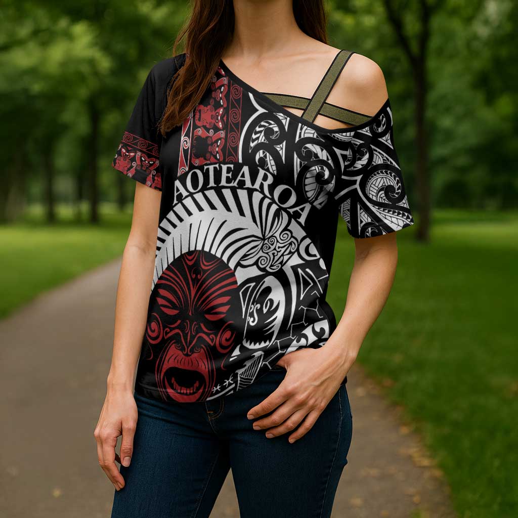 Honour The Treaty New Zealand Personalised Cross Shoulder Shirt Toitu Te Tiriti Indigenous Maori Face - Aussie Hoodie