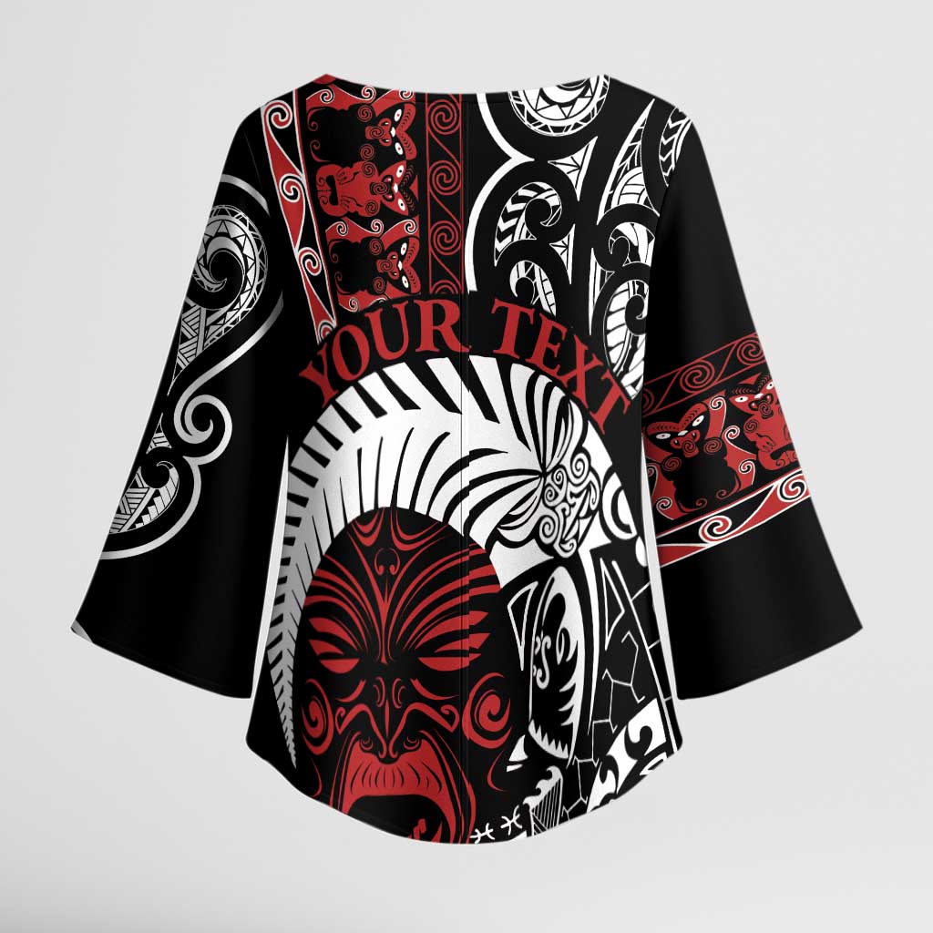 Honour The Treaty New Zealand Personalised Kimono Sleeve Blouse Toitu Te Tiriti Indigenous Maori Face - Aussie Hoodie