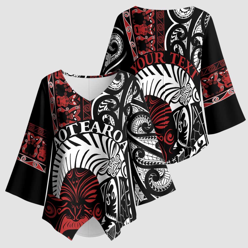 Honour The Treaty New Zealand Personalised Kimono Sleeve Blouse Toitu Te Tiriti Indigenous Maori Face - Aussie Hoodie