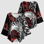 Honour The Treaty New Zealand Personalised Kimono Sleeve Blouse Toitu Te Tiriti Indigenous Maori Face - Aussie Hoodie