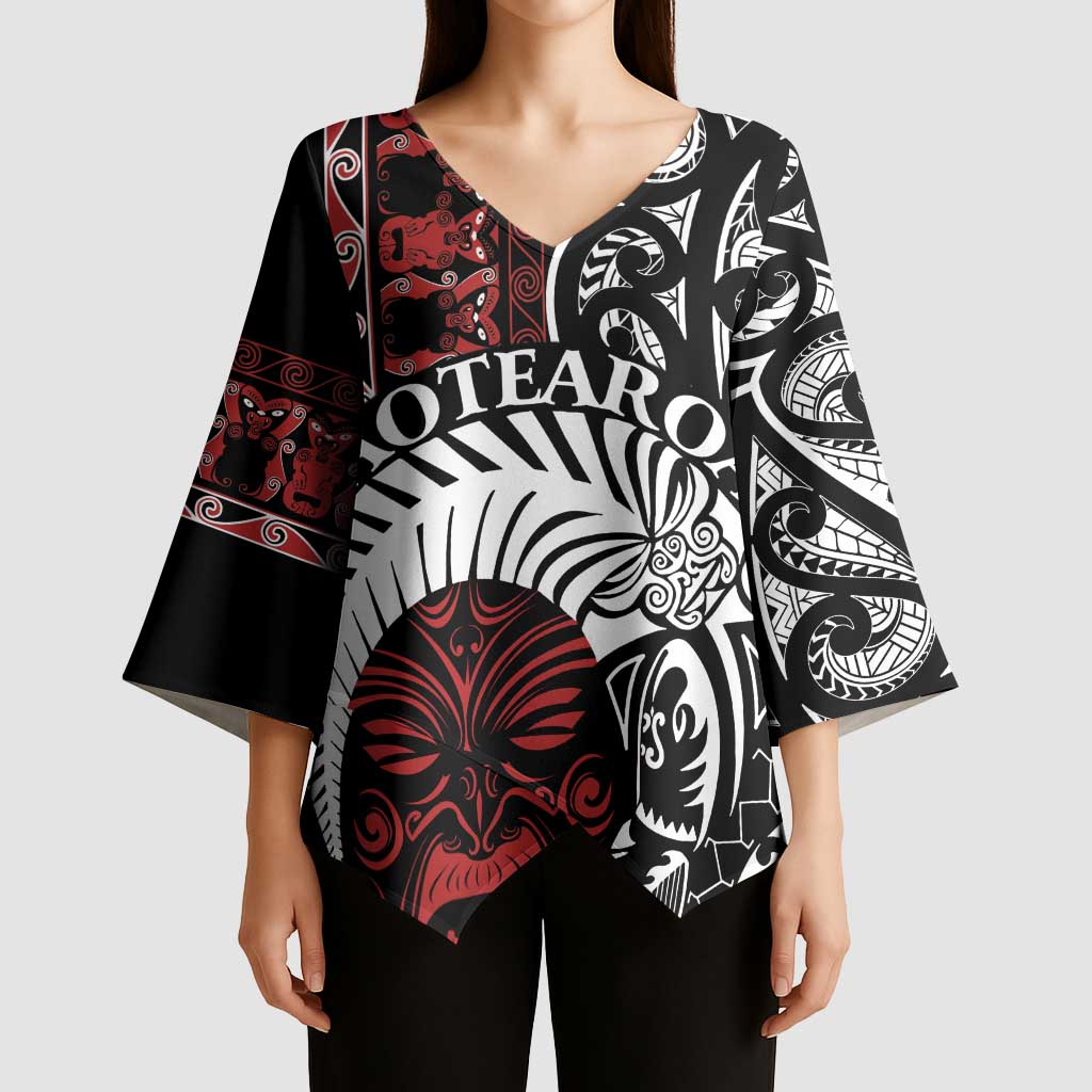 Honour The Treaty New Zealand Personalised Kimono Sleeve Blouse Toitu Te Tiriti Indigenous Maori Face - Aussie Hoodie