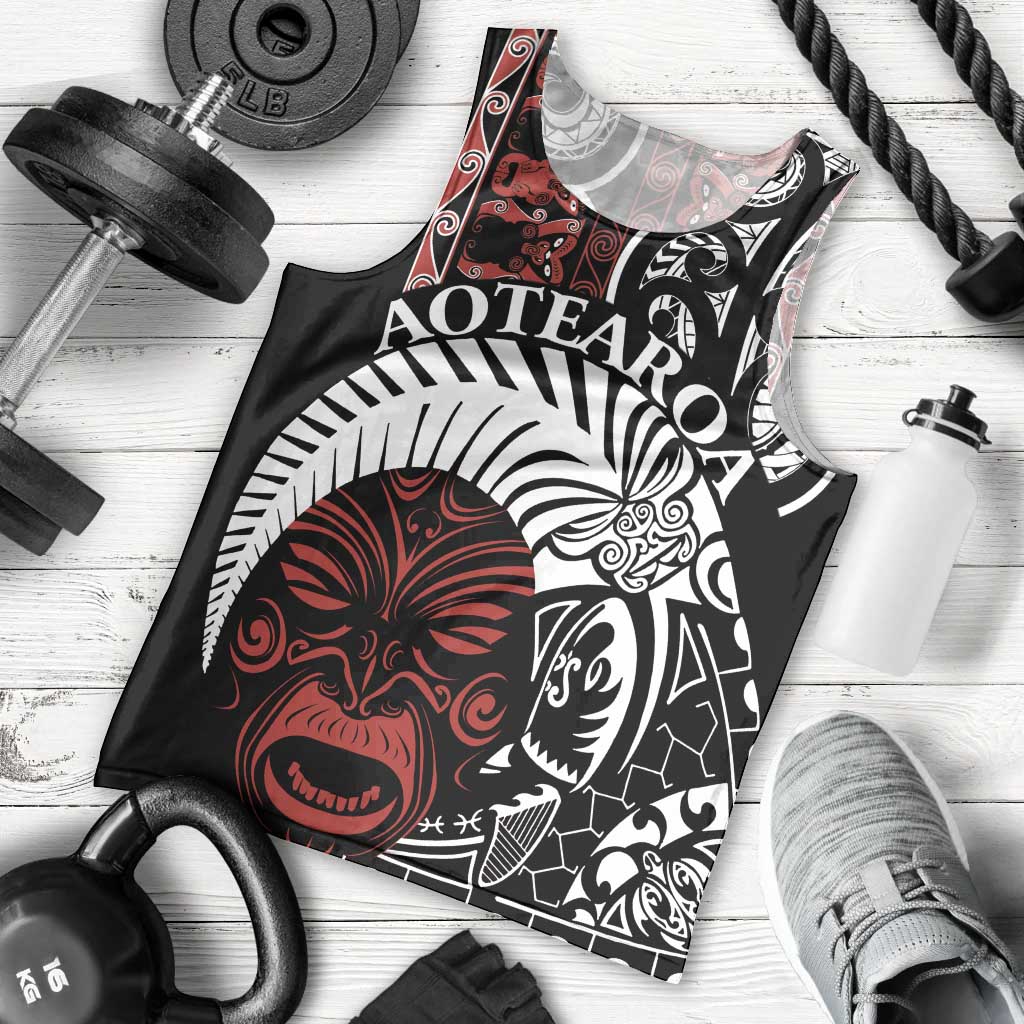 Honour The Treaty New Zealand Personalised Men Tank Top Toitu Te Tiriti Indigenous Maori Face