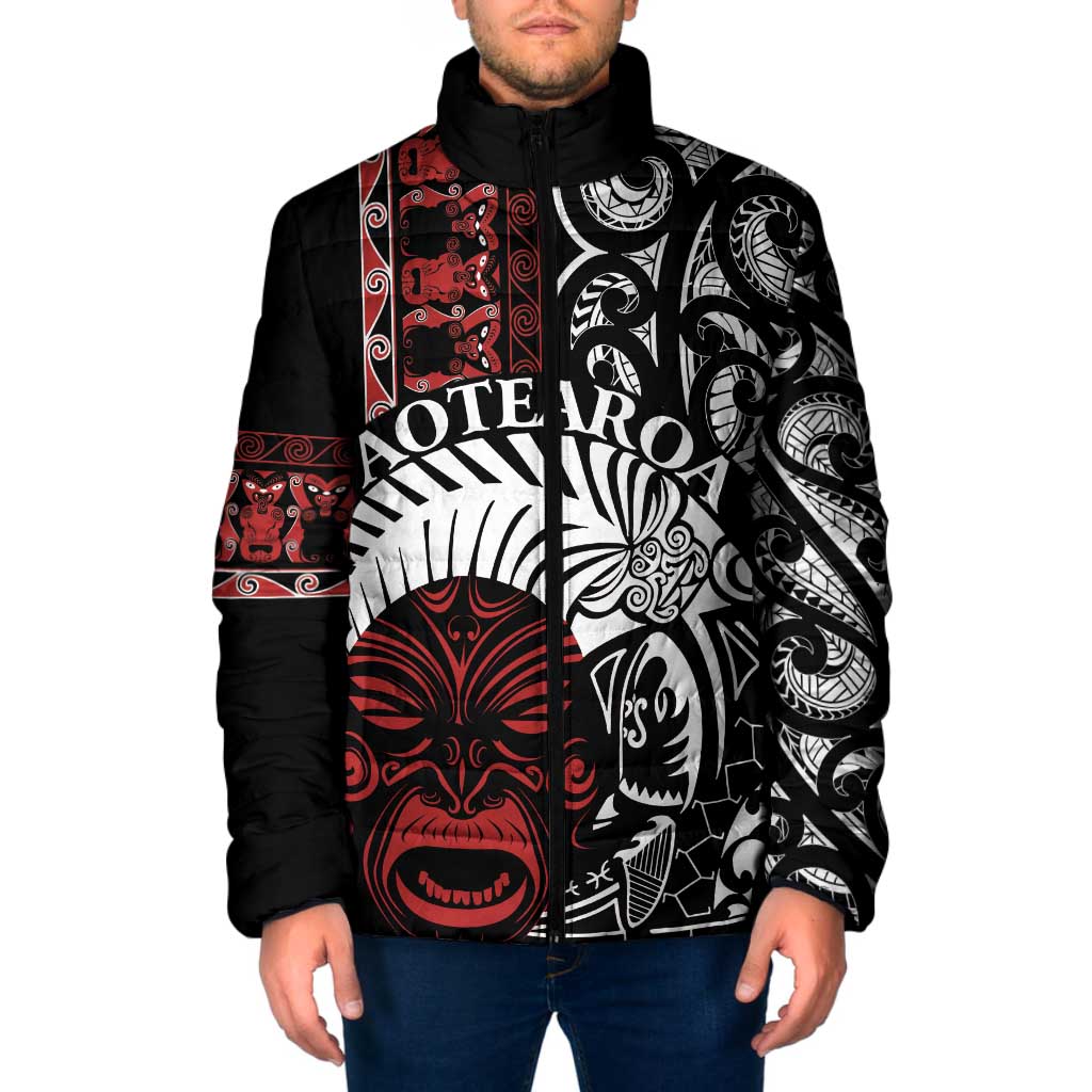 Honour The Treaty New Zealand Personalised Padded Jacket Toitu Te Tiriti Indigenous Maori Face - Aussie Hoodie