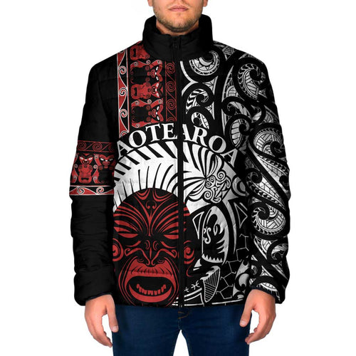 Honour The Treaty New Zealand Personalised Padded Jacket Toitu Te Tiriti Indigenous Maori Face - Aussie Hoodie