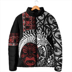 Honour The Treaty New Zealand Personalised Padded Jacket Toitu Te Tiriti Indigenous Maori Face - Aussie Hoodie