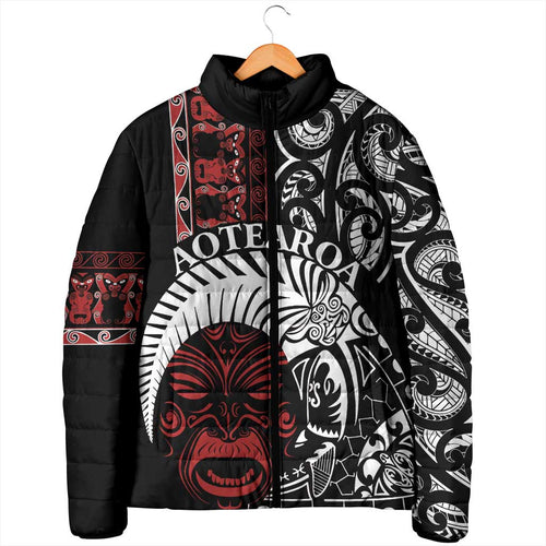 Honour The Treaty New Zealand Personalised Padded Jacket Toitu Te Tiriti Indigenous Maori Face - Aussie Hoodie