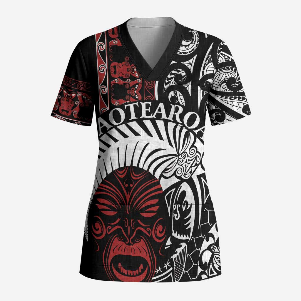 Honour The Treaty New Zealand Personalised Scrub Top Toitu Te Tiriti Indigenous Maori Face - Aussie Hoodie