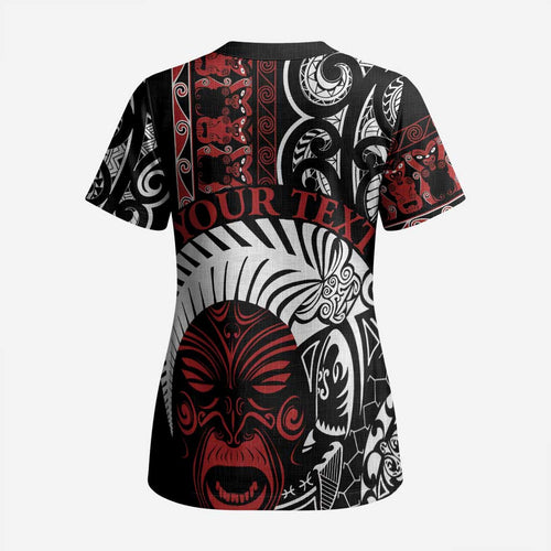 Honour The Treaty New Zealand Personalised Scrub Top Toitu Te Tiriti Indigenous Maori Face - Aussie Hoodie