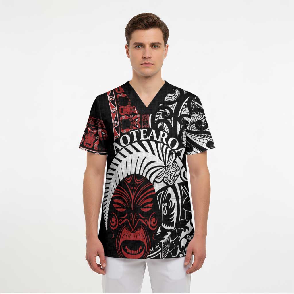 Honour The Treaty New Zealand Personalised Scrub Top Toitu Te Tiriti Indigenous Maori Face - Aussie Hoodie