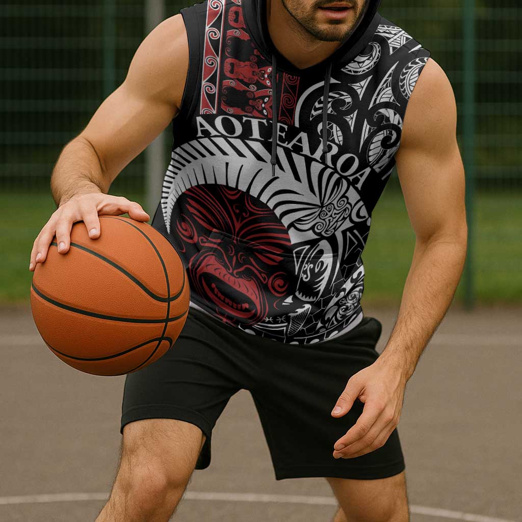 Honour The Treaty New Zealand Personalised Sleeveless Hoodie Toitu Te Tiriti Indigenous Maori Face - Aussie Hoodie