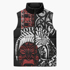 Honour The Treaty New Zealand Personalised Sleeveless Puffer Jacket Toitu Te Tiriti Indigenous Maori Face - Aussie Hoodie