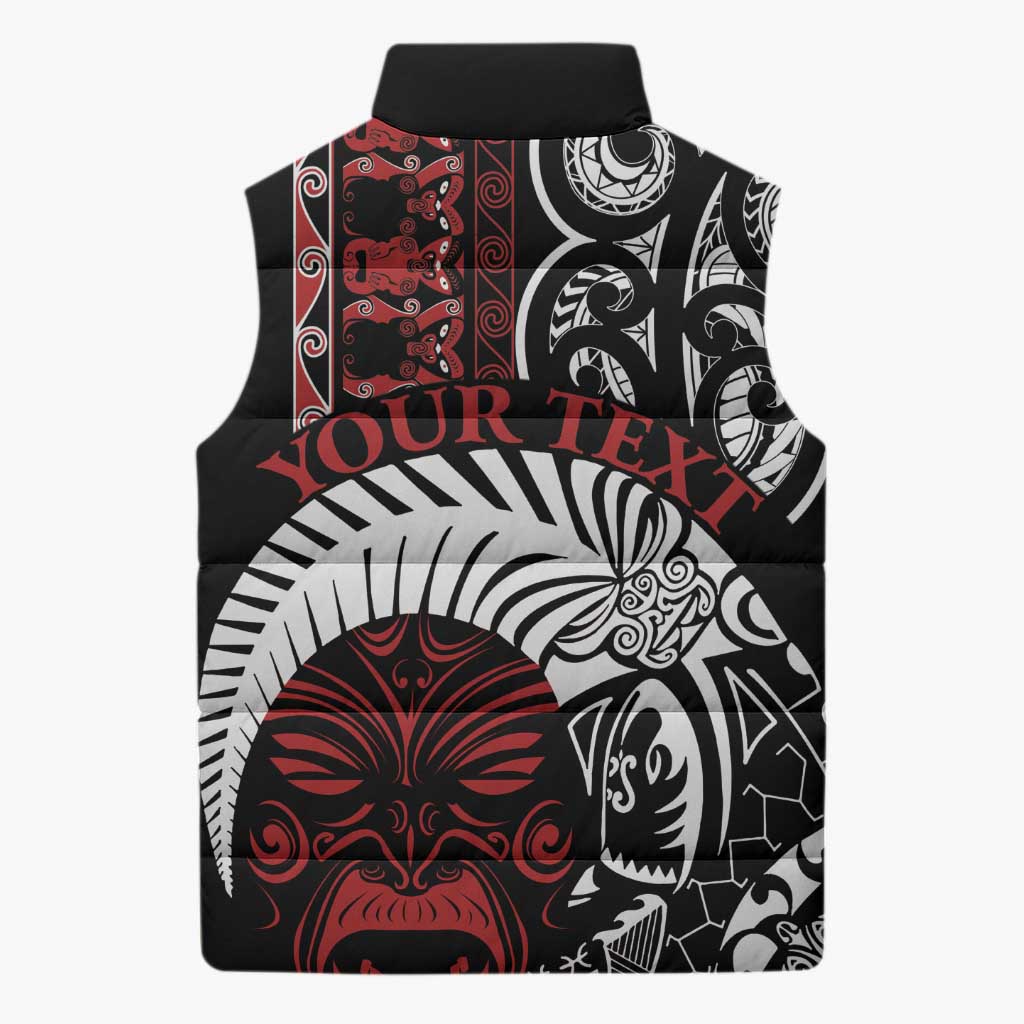 Honour The Treaty New Zealand Personalised Sleeveless Puffer Jacket Toitu Te Tiriti Indigenous Maori Face - Aussie Hoodie