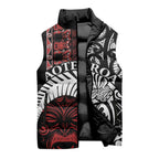 Honour The Treaty New Zealand Personalised Sleeveless Puffer Jacket Toitu Te Tiriti Indigenous Maori Face - Aussie Hoodie