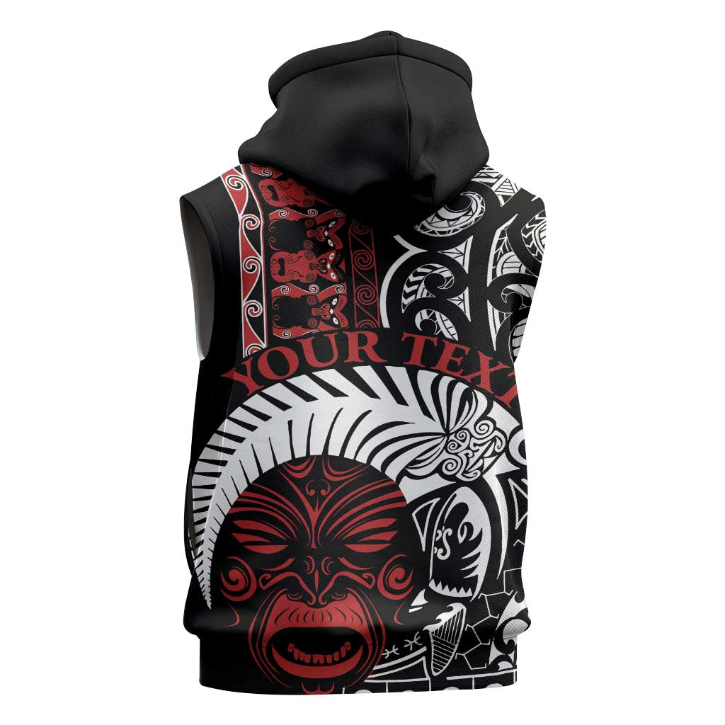 Honour The Treaty New Zealand Personalised Sleeveless Zip Hoodie Toitu Te Tiriti Indigenous Maori Face LT9