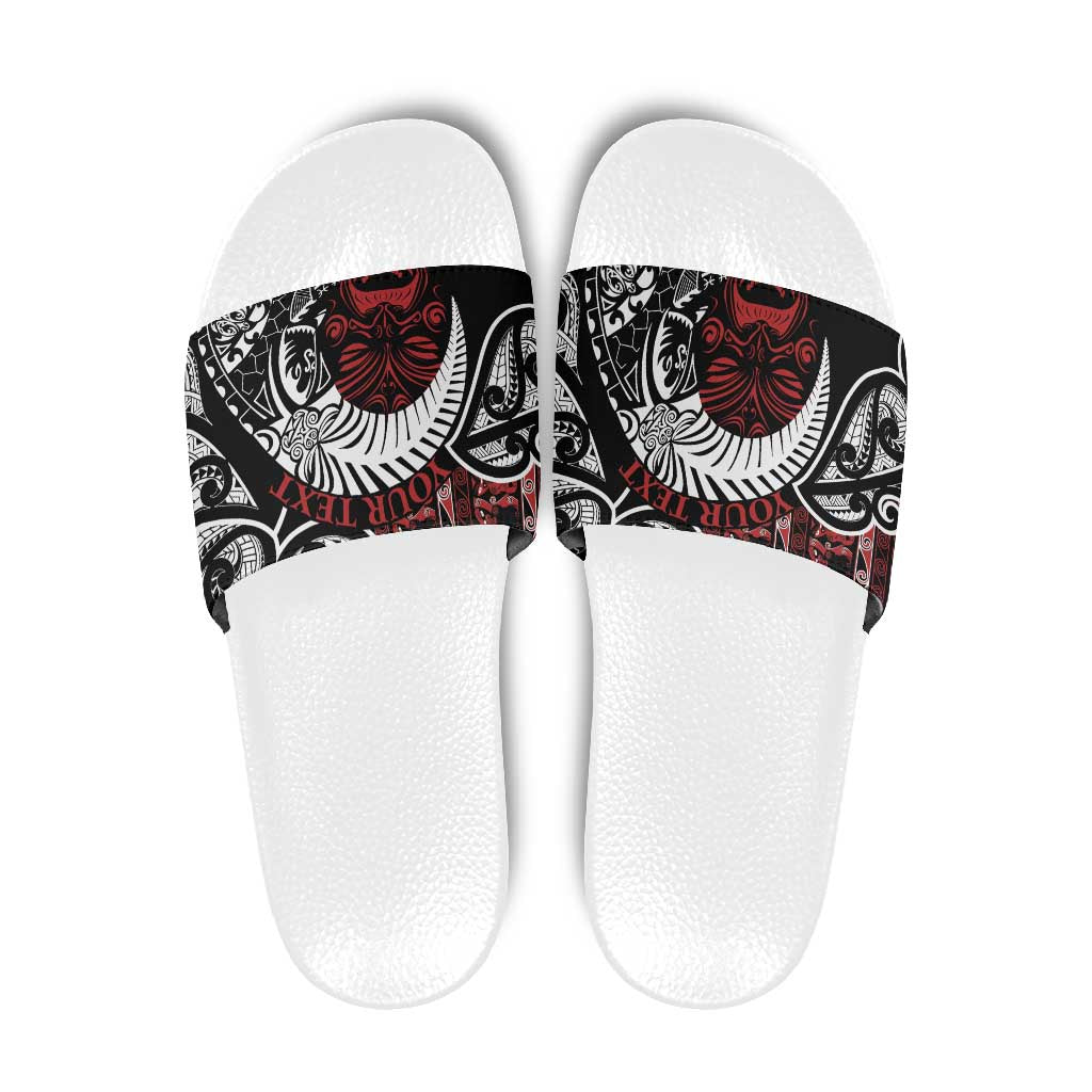 Honour The Treaty New Zealand Personalised Slide Sandals Toitu Te Tiriti Indigenous Maori Face - Aussie Hoodie