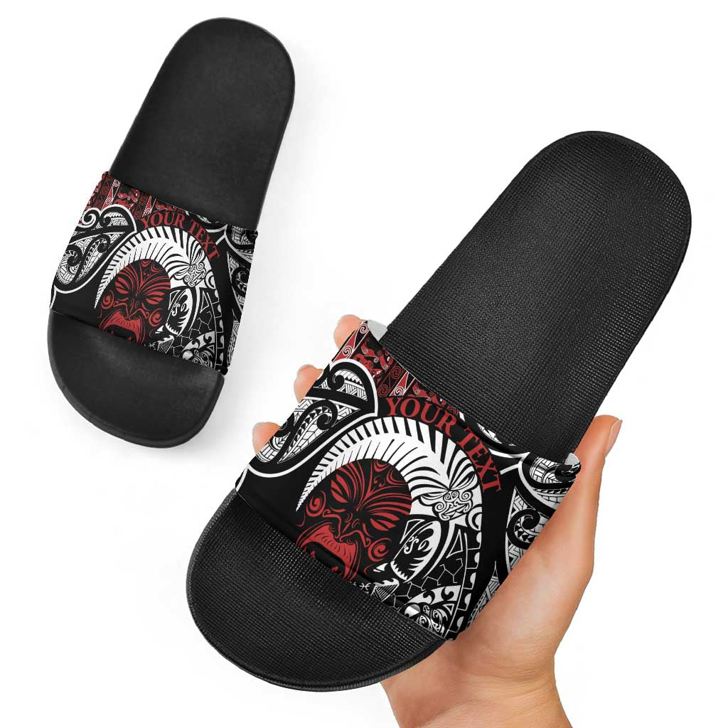 Honour The Treaty New Zealand Personalised Slide Sandals Toitu Te Tiriti Indigenous Maori Face - Aussie Hoodie
