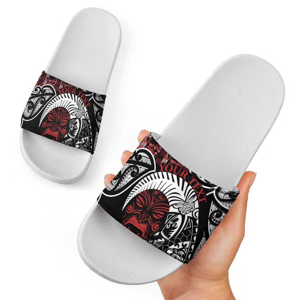 Honour The Treaty New Zealand Personalised Slide Sandals Toitu Te Tiriti Indigenous Maori Face - Aussie Hoodie