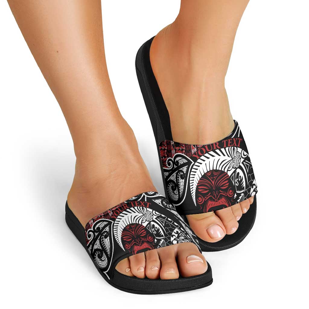 Honour The Treaty New Zealand Personalised Slide Sandals Toitu Te Tiriti Indigenous Maori Face - Aussie Hoodie
