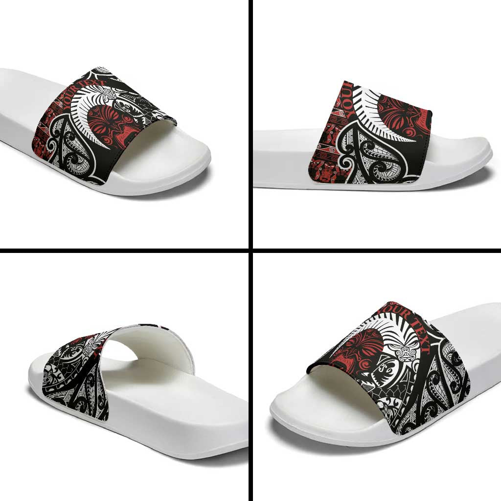 Honour The Treaty New Zealand Personalised Slide Sandals Toitu Te Tiriti Indigenous Maori Face - Aussie Hoodie