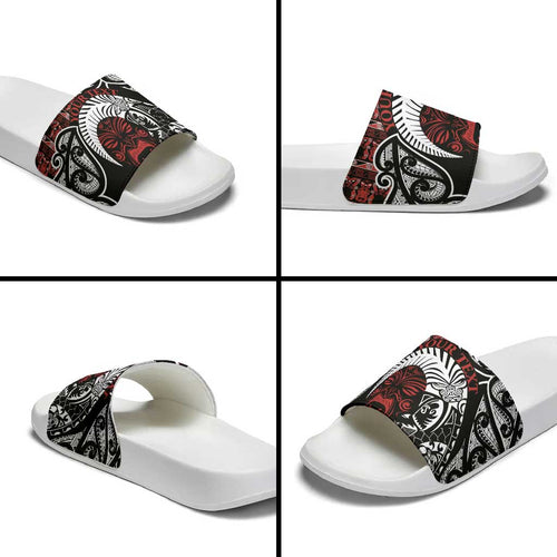 Honour The Treaty New Zealand Personalised Slide Sandals Toitu Te Tiriti Indigenous Maori Face - Aussie Hoodie